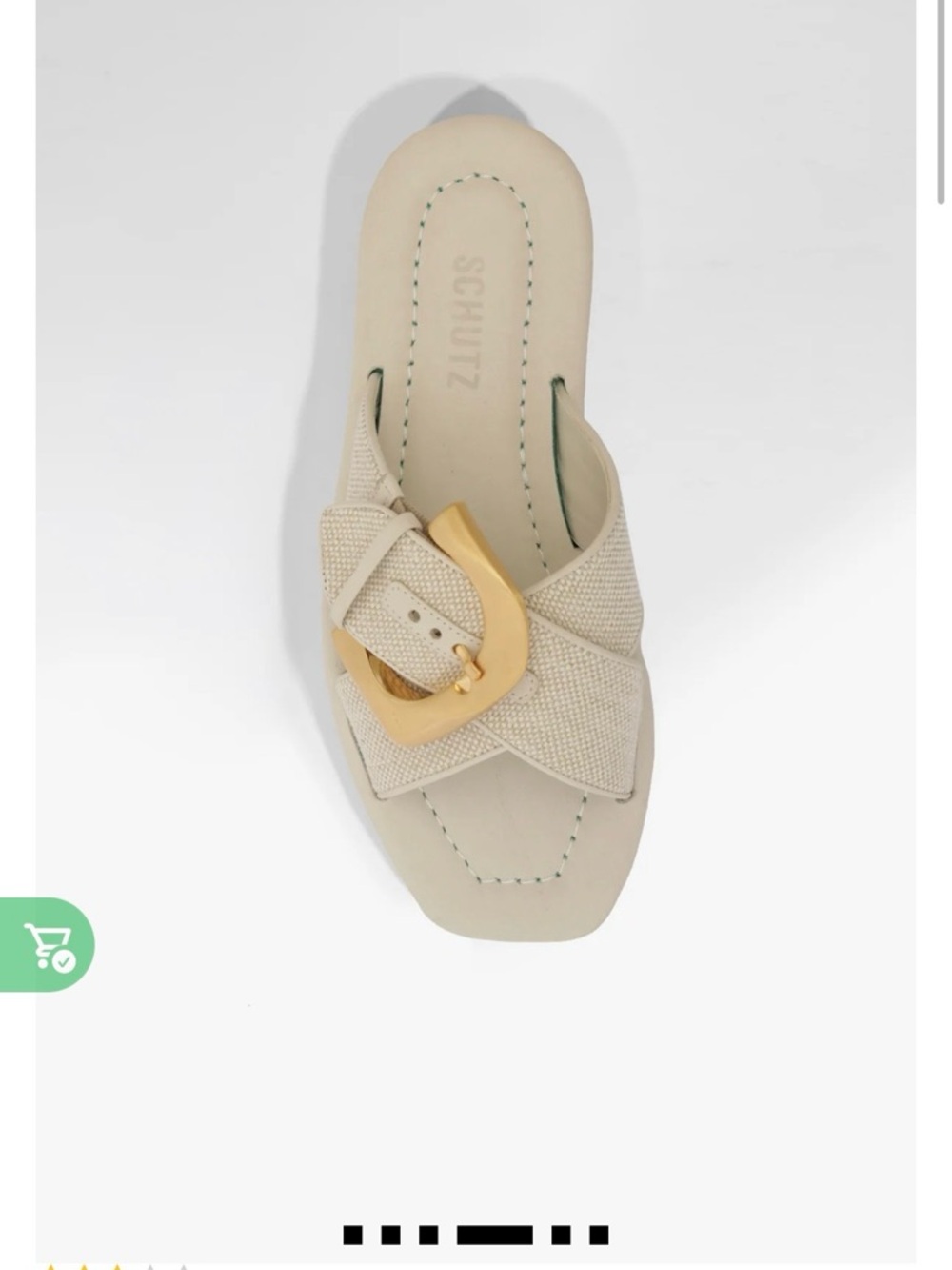 SCHUTZ Lois Beige Linen Flat Sandal with Gold Buckle - Picture 2 of 7